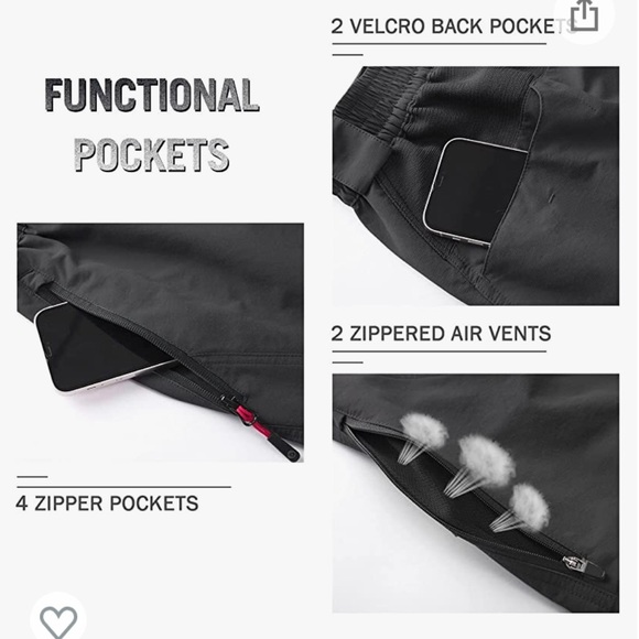 BALEAF Men's Mountain Bike Shorts Loose Fit MTB Cycling Pants Quick Dry Elastic - Picture 5 of 7